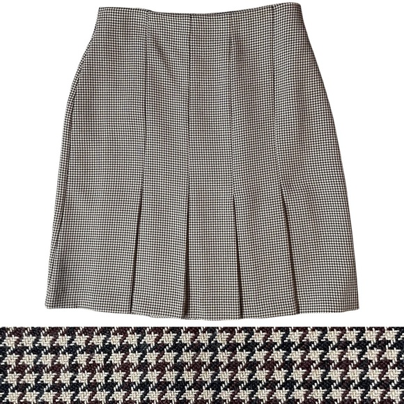 Vintage 90s Moda Int’l Pleated Houndstooth Skirt Size 2 - Picture 1 of 7